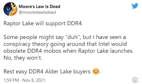 Dòng vi xử lý tiếp nối Alder Lake của Intel, Raptor Lake vẫn hỗ trợ bộ nhớ DDR4 - Image 1