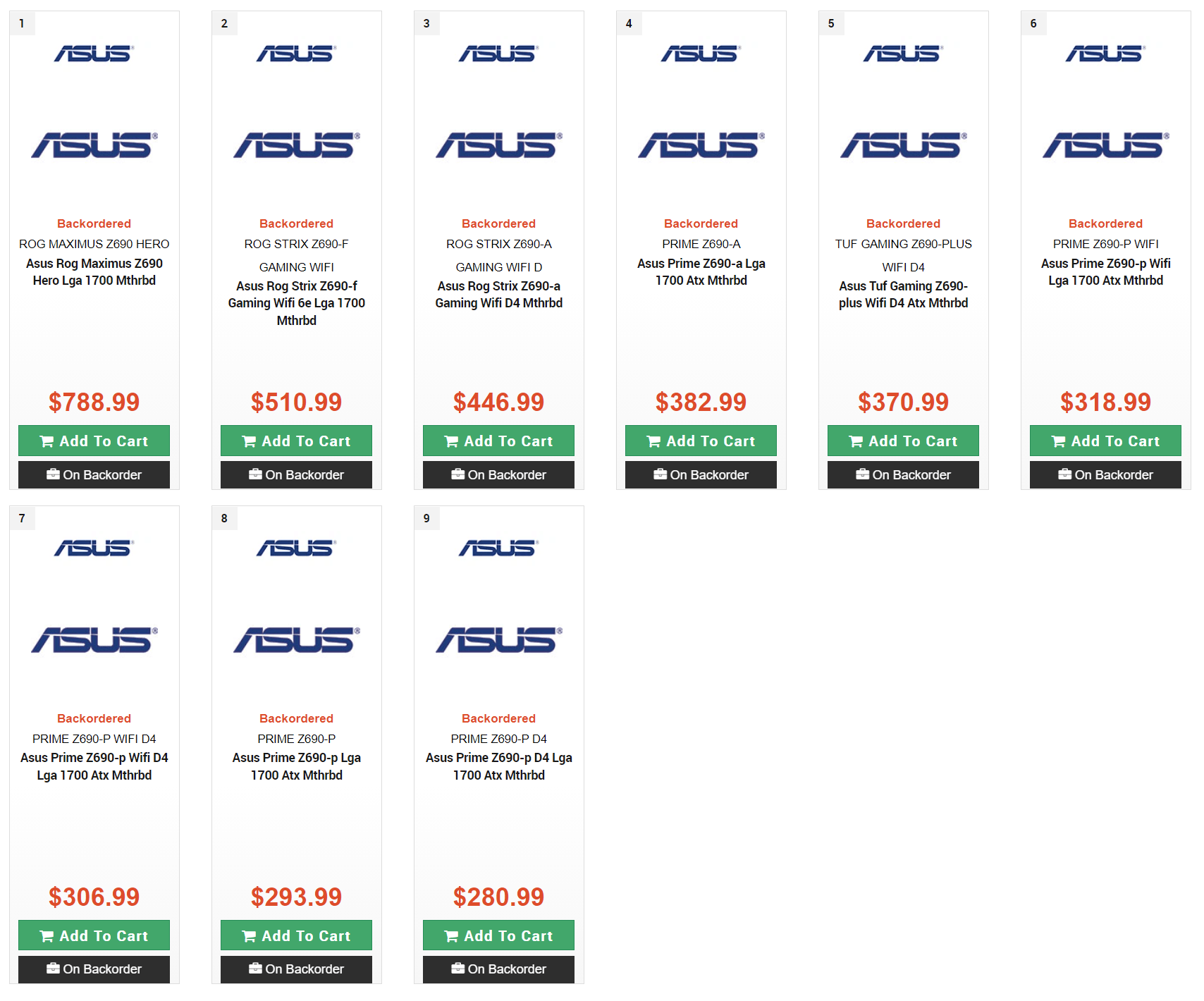 Một số bo mạch chủ Z690 của ASUS đã lên list tại Canada, giá từ 222 USD - Image 1